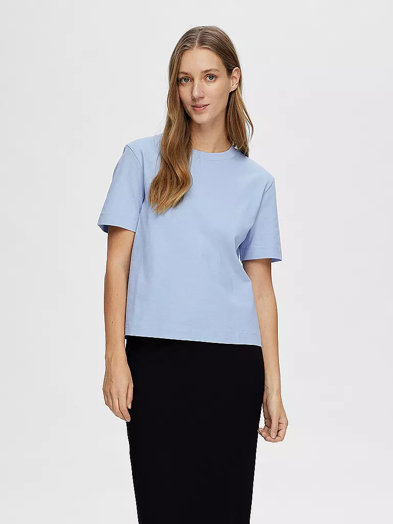 SELECTED FEMME T-Shirt Boxy Fit SLFESSENTIAL hellblau