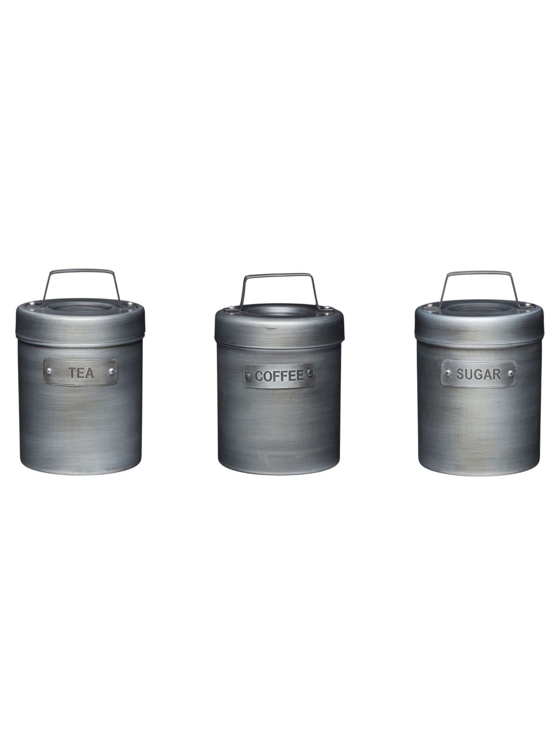 Kitchencraft Set of 4 Metal Coffee Sugar and Tea Canisters