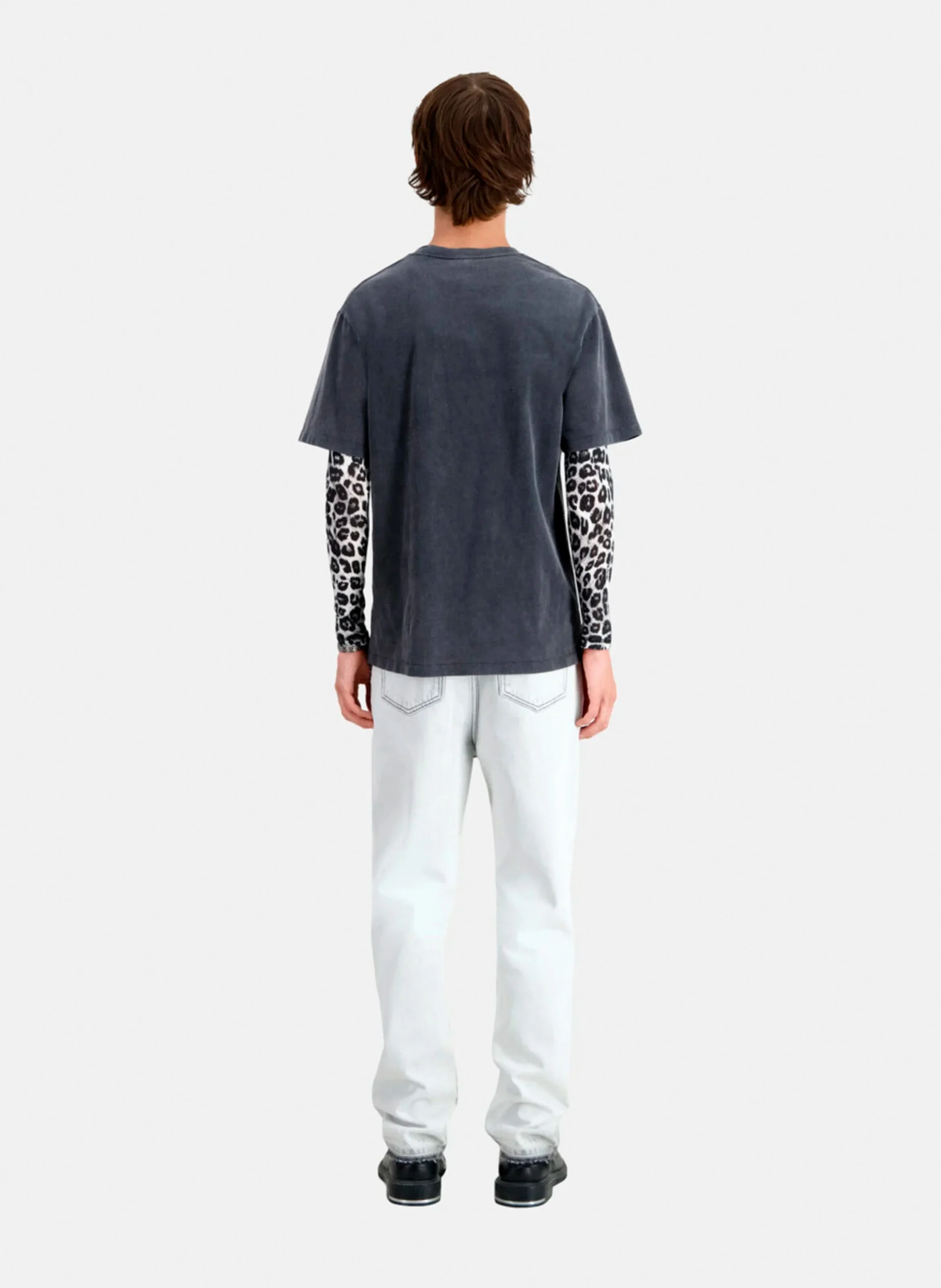 Tee-shirt col rond sérigraphié en coton| Bleu