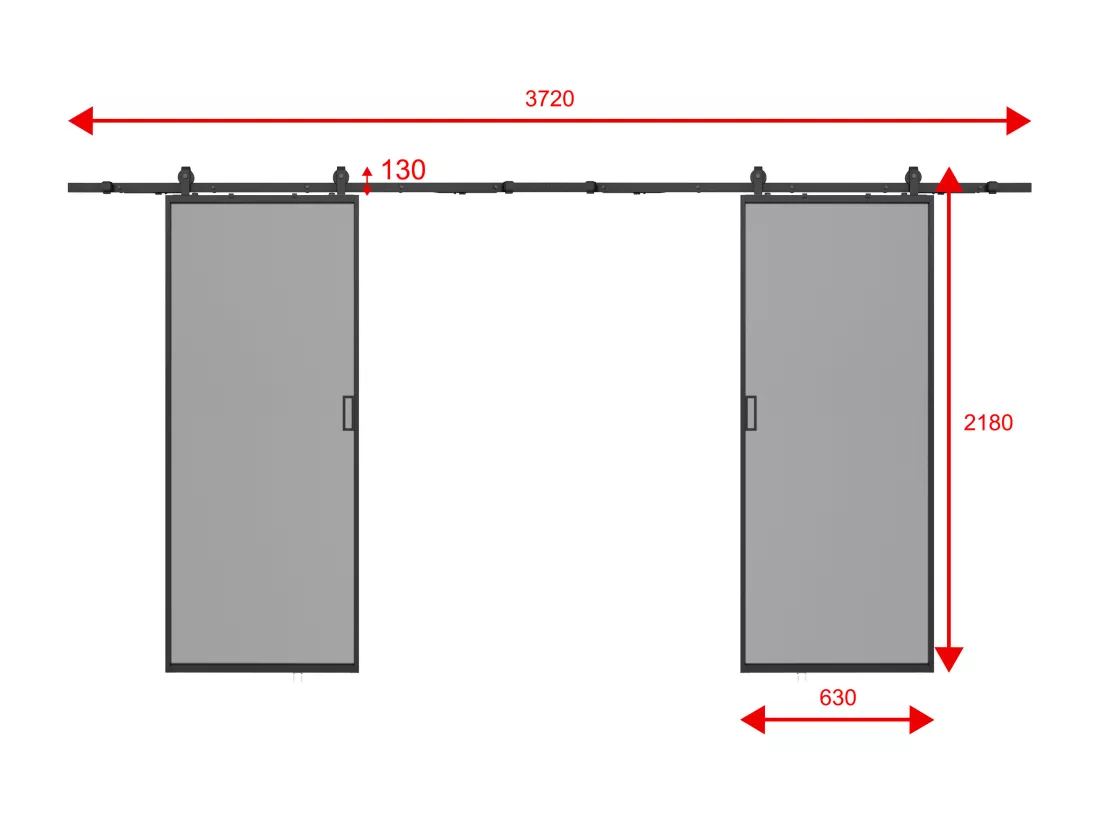Porte coulissante double avec système en applique - aluminium et verre trempé fumé dépoli - 2 x H205 x L63 cm - LINCI II