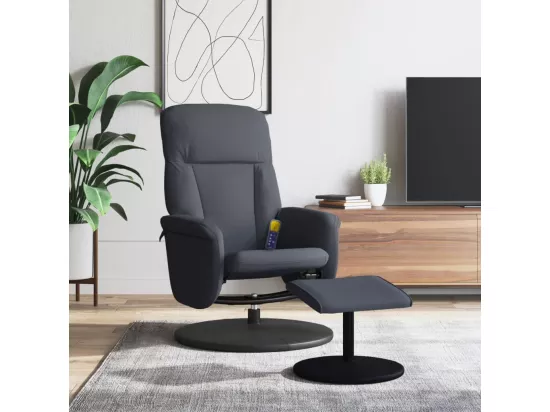 Fauteuil massant inclinable repose-pied gris foncé velours