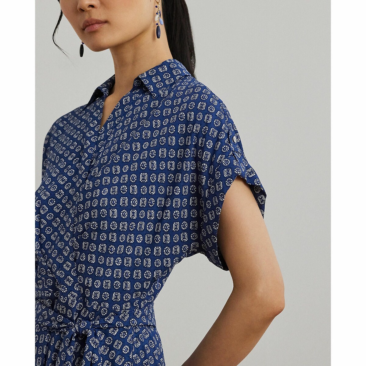 LAUREN RALPH LAUREN<br>Vestido fluido com cinto e mangas curtas, FRATILLIO