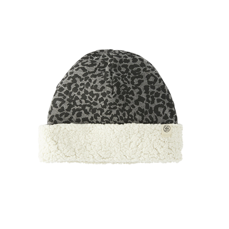 Teddy Mütze Leopard Grey