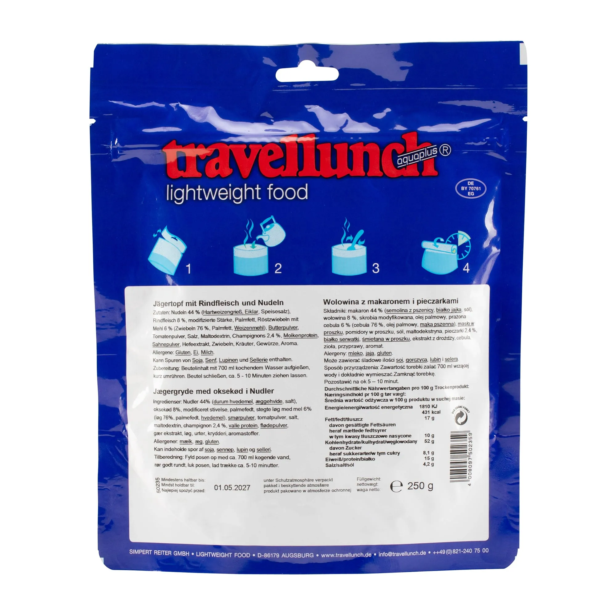 Travellunch -  Jägertopf mit Rindfleisch und Nudeln 2er Packung