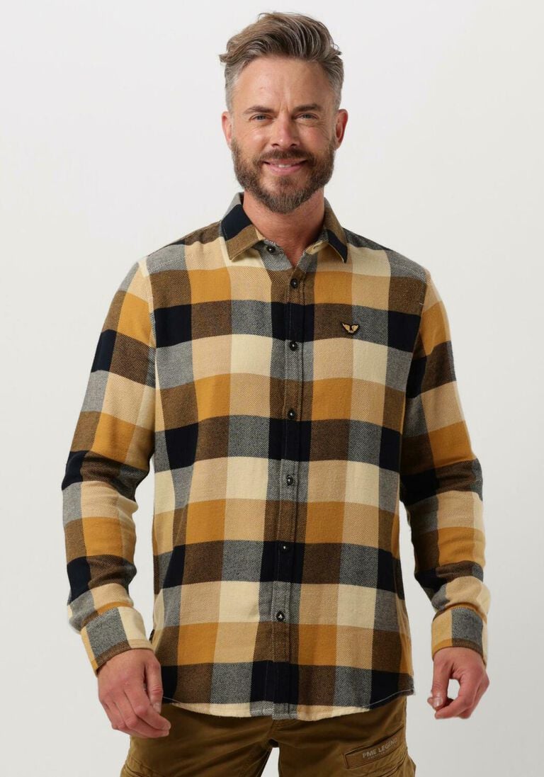PME LEGEND bruine pme legend overshirt long sleeve shirt heavy ctn twill check