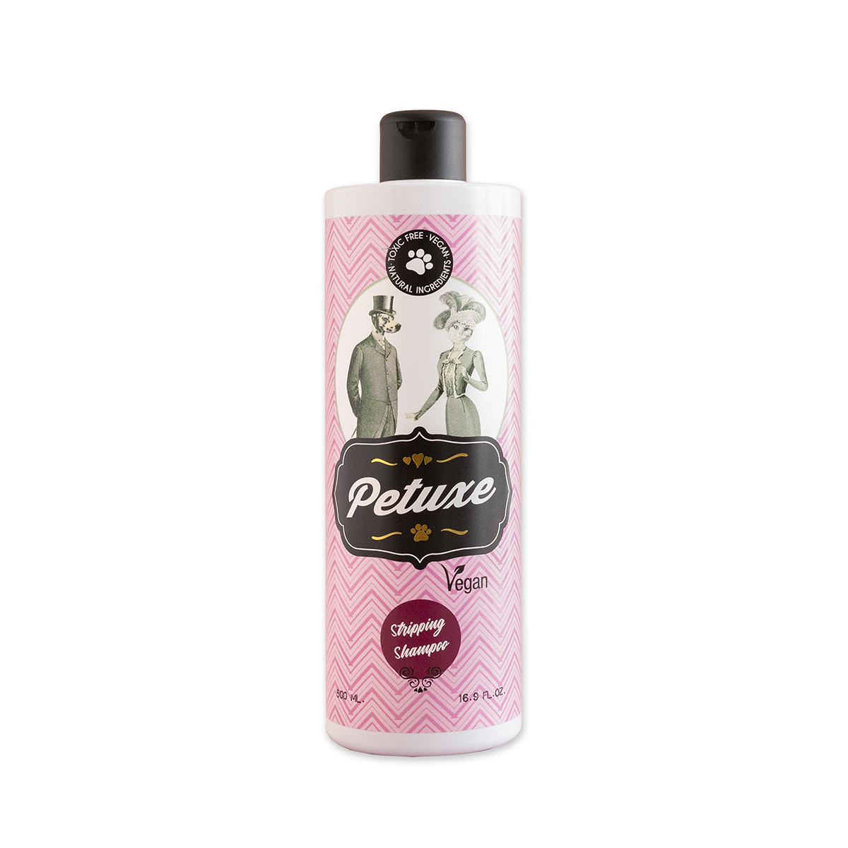 Shampoo Petuxe para animais de estimação, com ação removedora de pelos. Especialmente indicado para cães de pelo duro.