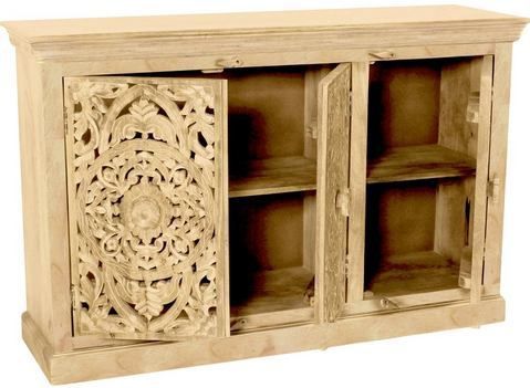 Mango - Houten Dressoir - Natuurlijke Toon - Drie Deuren - Opslagruimte