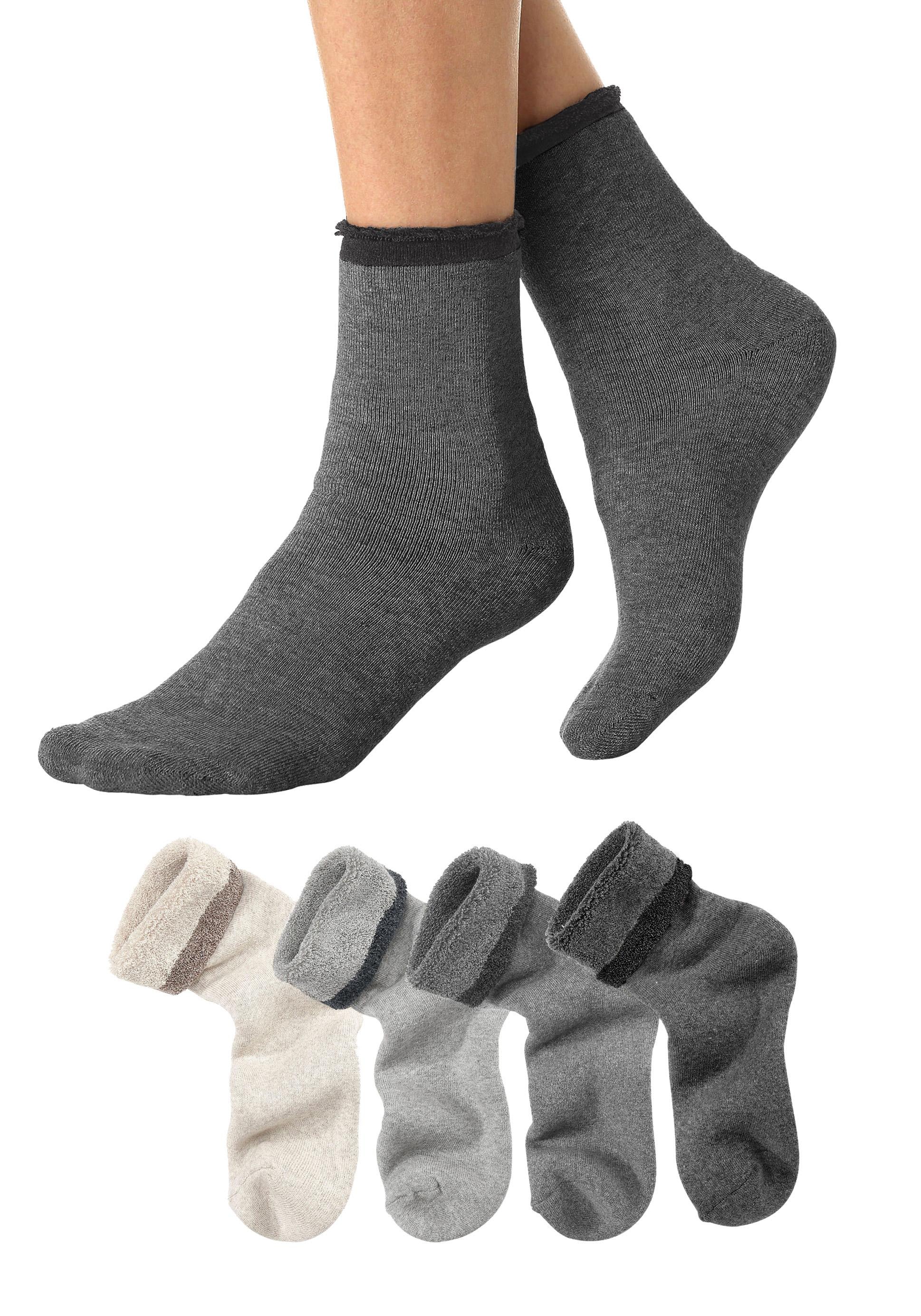 Lavana Kuschelsocken Packung, 4 Stk. tlg. mit Innenfrottee