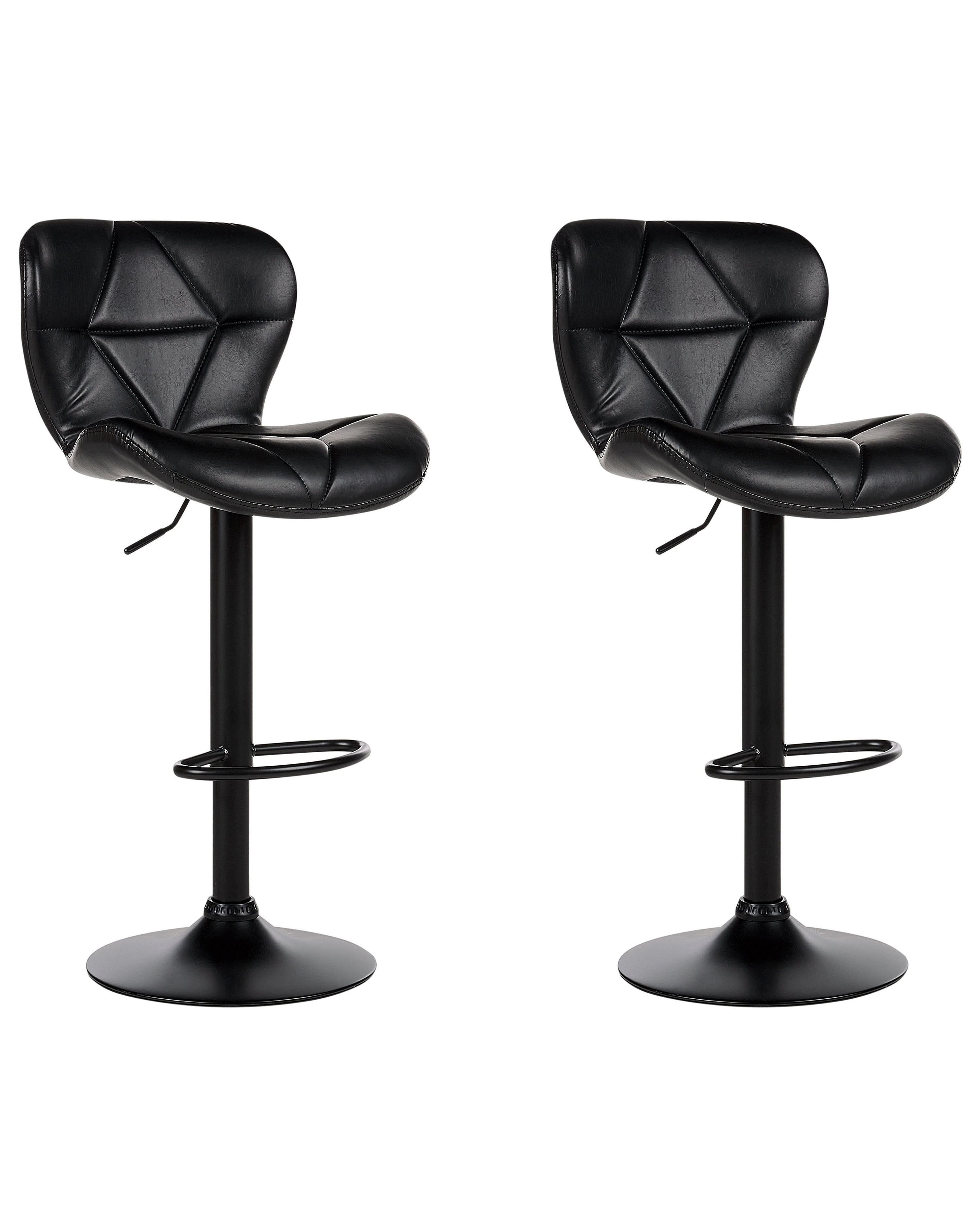 Set van 2 barstoelen VALETTA Kunstleer draaibaar Zwart