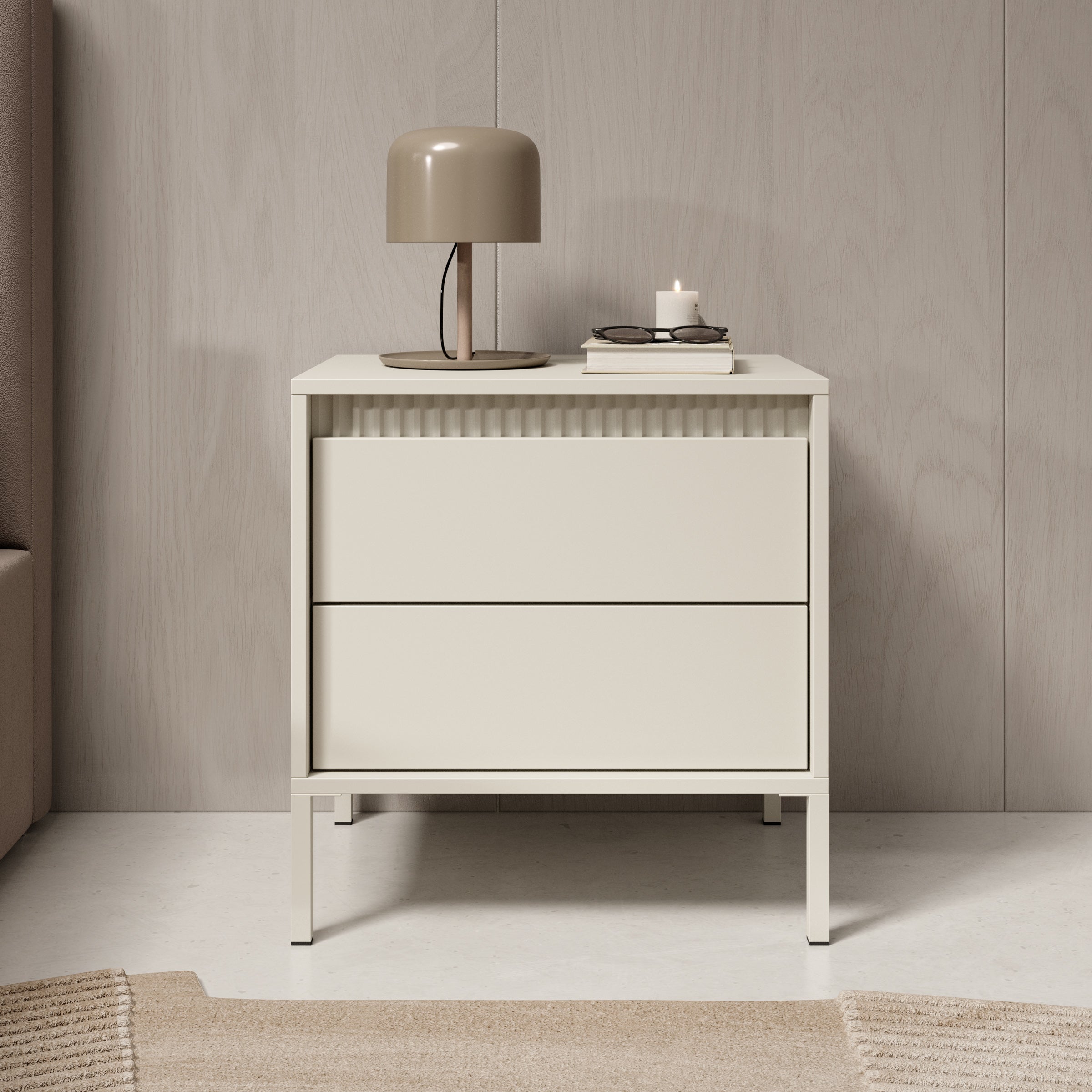 Meubella - Saran - Nachtkastje - Beige - 54 cm