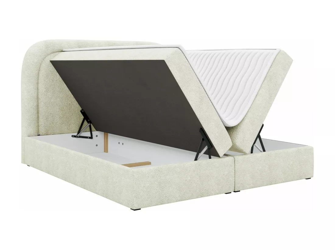Lit continental Baltimore 197, Double, Continental, Brun clair, 200x200, Tapisserie,