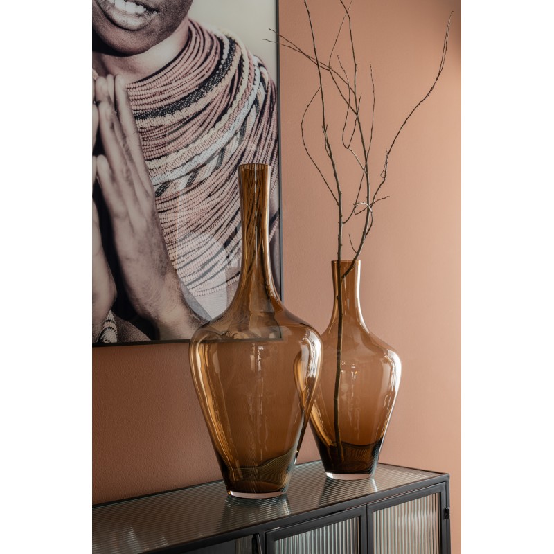 Vase en verre marron 25x25x50 cm