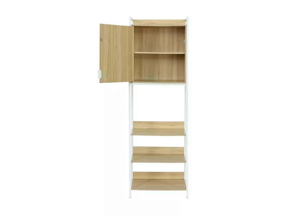 Module dressing blanc avec 5 étagères et 1 porte. L 60 x P 48 x H 190 cm