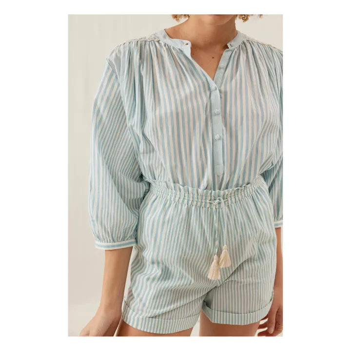Louise Misha Blouse Jeannali Rayures Coton Bio - Collection Femme | Bleu