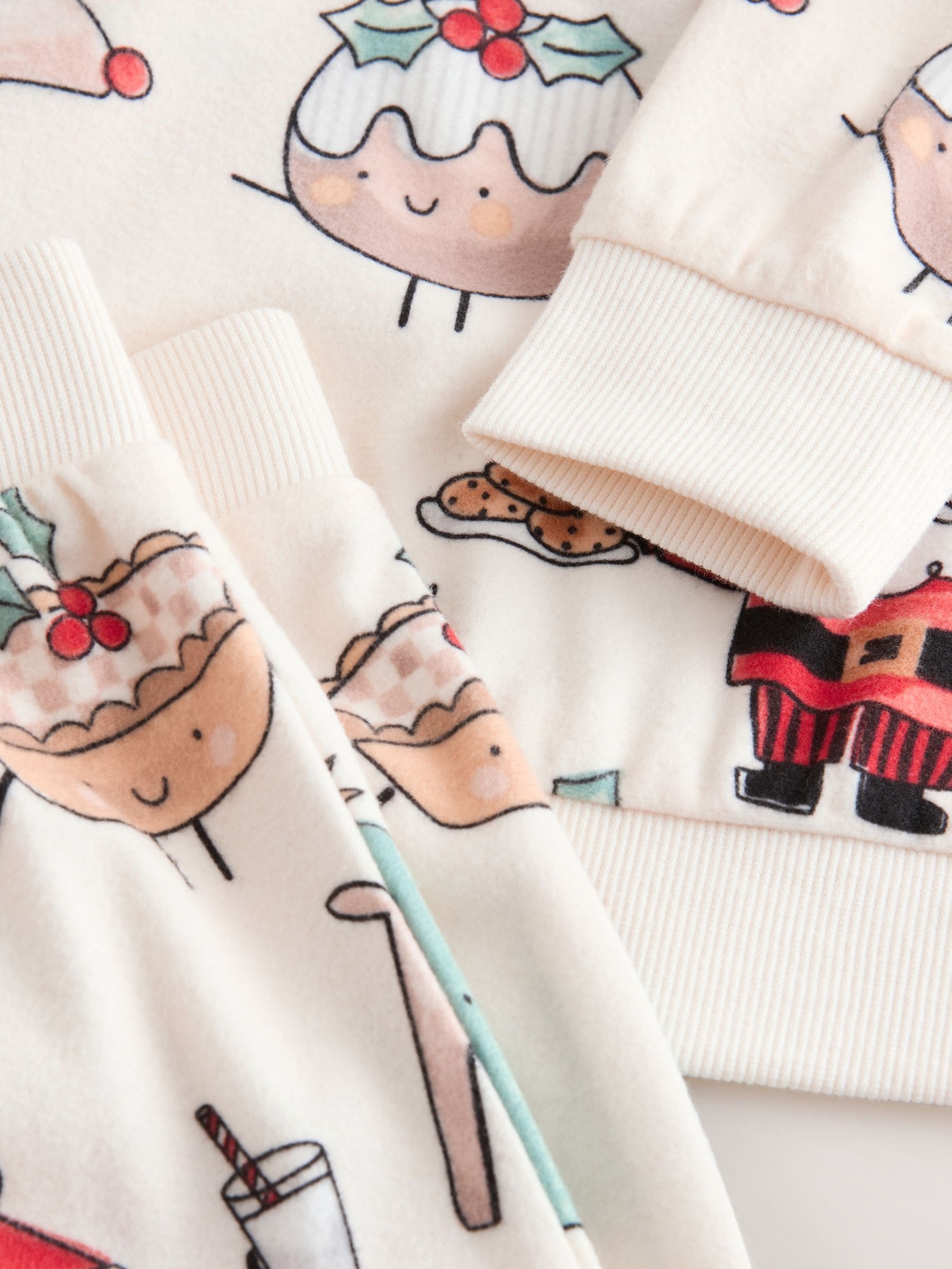 Crème - Enkele behaaglijke fleece kerstpyjama (9mnd -10jr)