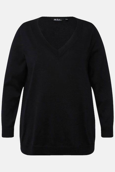 Pullover, V-Ausschnitt, Langarm, weicher Feinstrick
