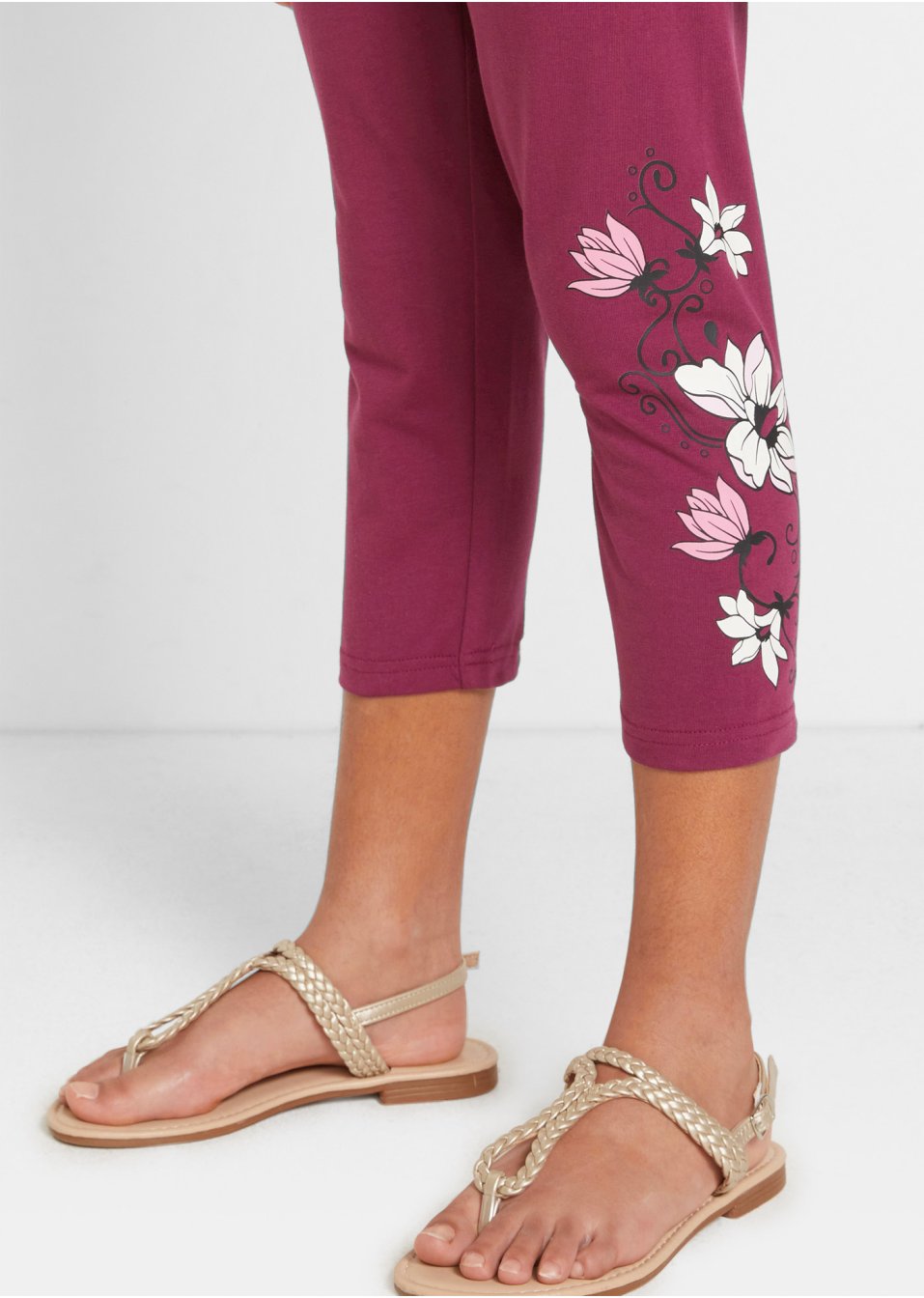 Lot de 2 leggings 3/4 fille avec coton