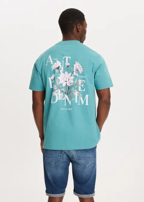 T-shirt met print classical flowers blauw (BLW.T)