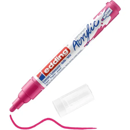 edding 5100 Acrylmarker medium - pink - 1 Acrylstift wasserfest - mittlere Rundspitze 2-3 mm