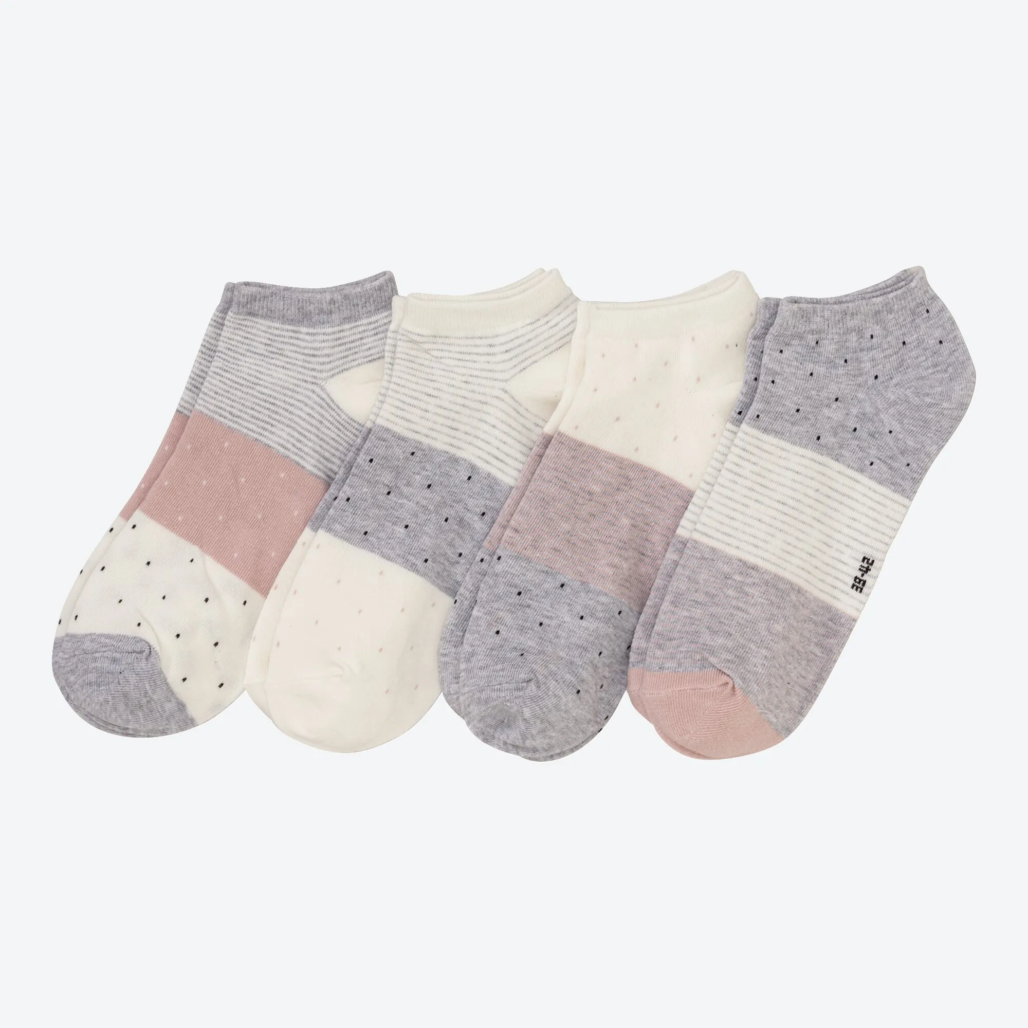 Damen-Sneaker-Socken mit Blockstreifen, 4er-Pack