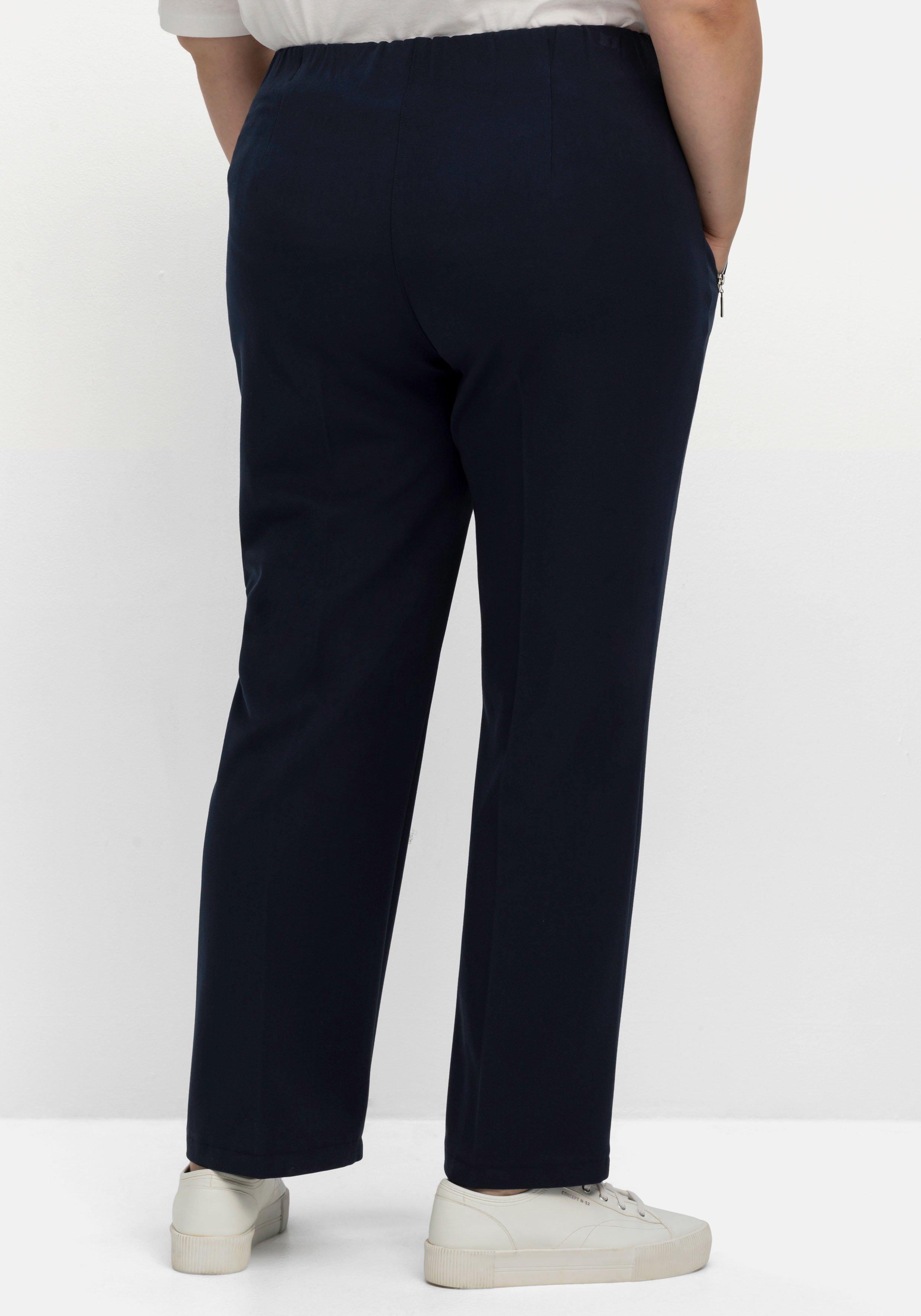 Schlupfhose mit Bügelfalten und Deko-Zipper