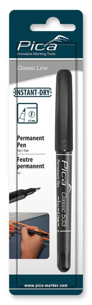 Pica 533/46 Permanent Pen rond Fijn zwart blister - PI53346SB