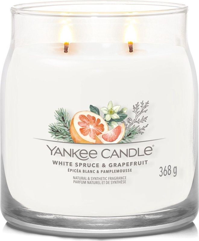Yankee Candle - White Spruce & Grapefruit - Medium Geurkaars - 50 Branduren