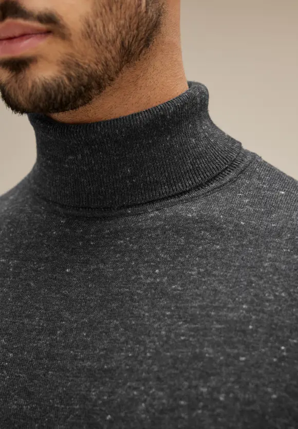Basic Rollkragen Pullover - anthra grey melange