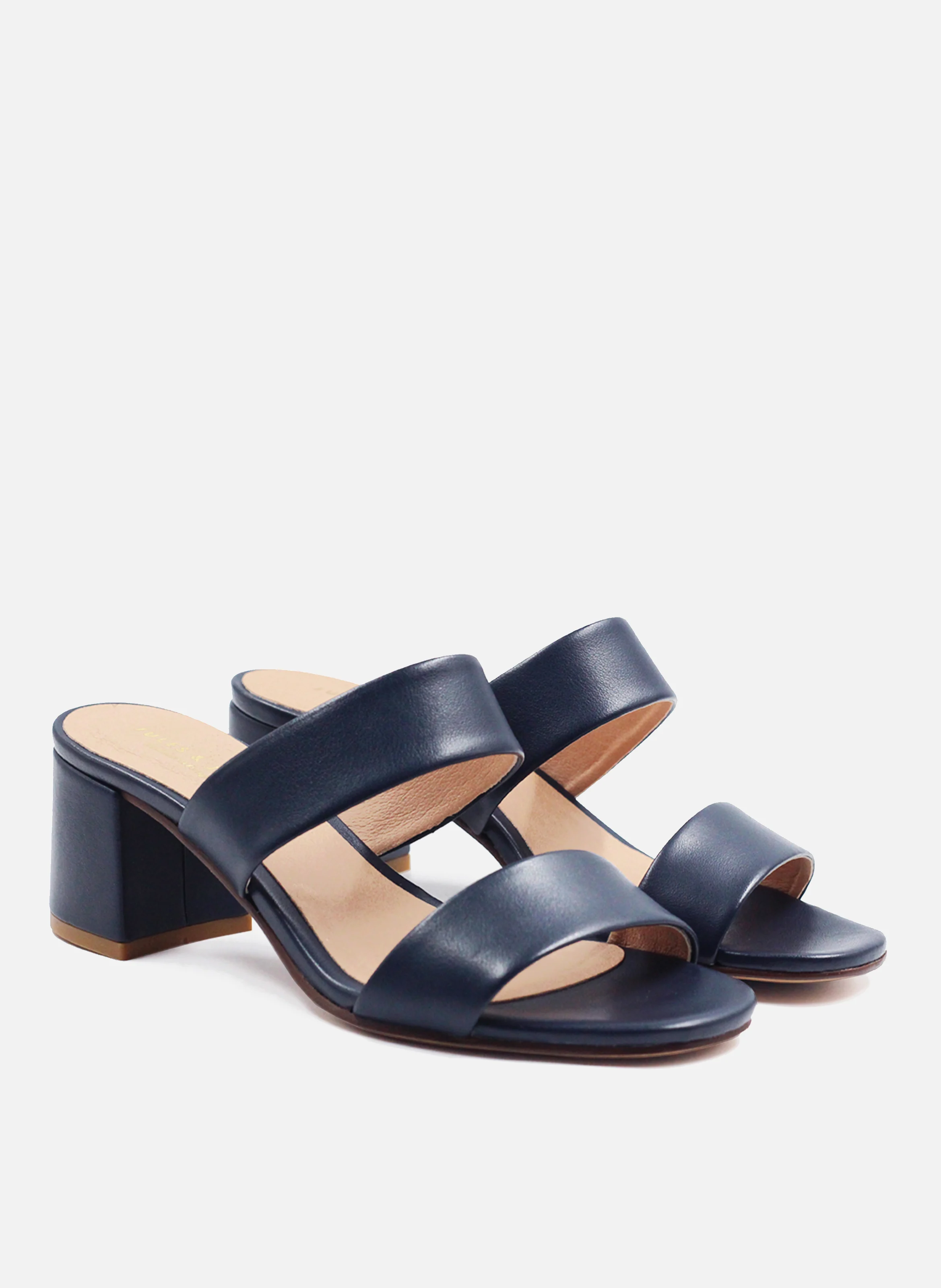 Mules talon bandeau fibre de pomme | Bleu