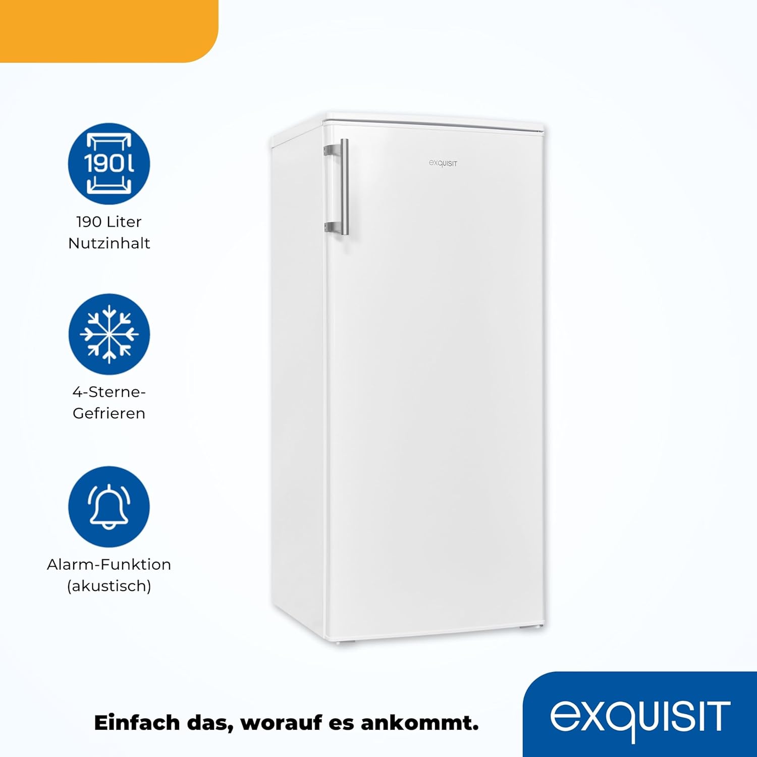 Exquisit Kühlschrank KS185-4-HE-040E weiss | 190 l Nutzinhalt | Alarm | Türanschlag wechselbar | 55 cm Breite