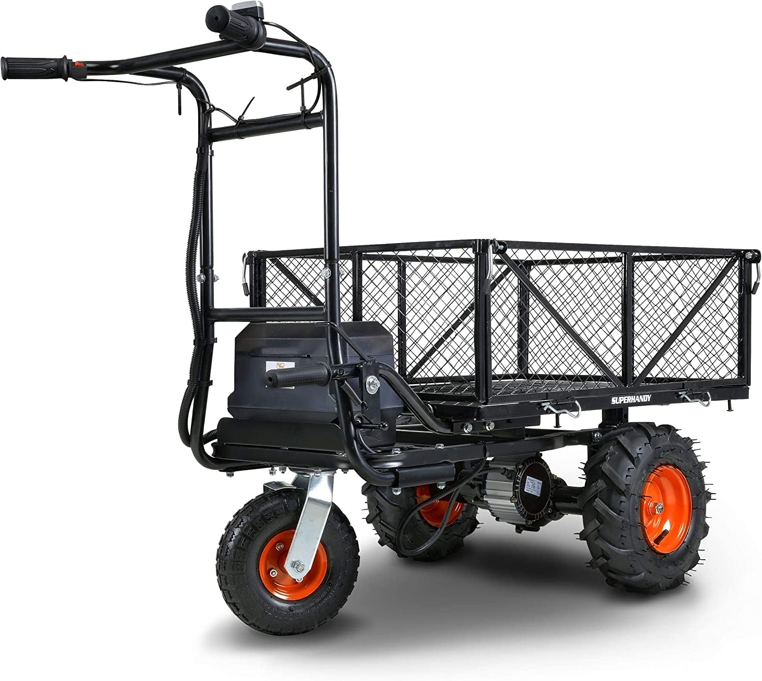 SuperHandy Mehrzweckwagen Schubkarre, elektrisch, 48 V DC, Li-Ion-betrieben, 230 kg Traglast und 460 kg + Zugkraft, Bauernhof und Garten, modulare Ladungsbett