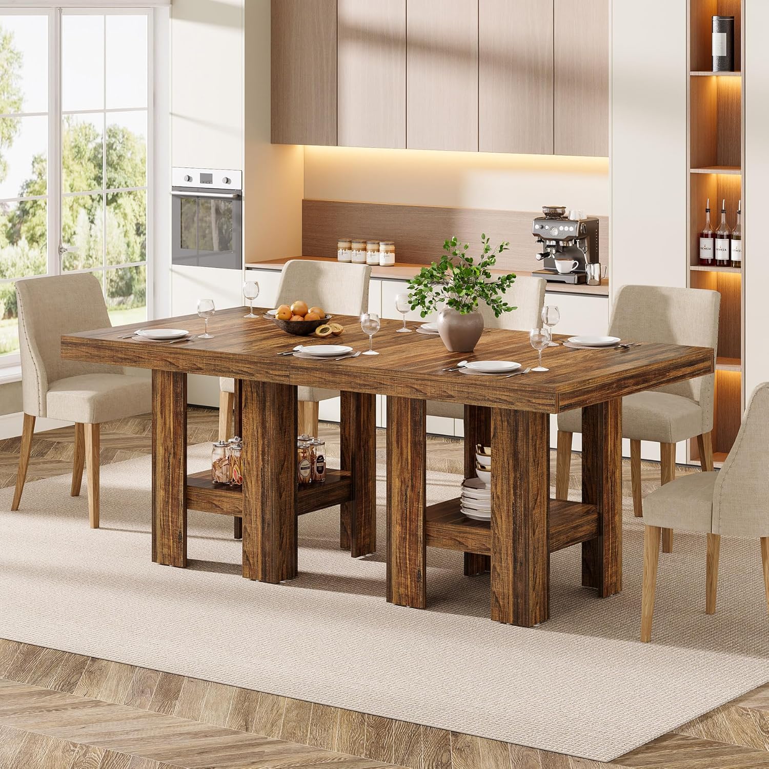 Tribesigns Quadratischer Esstisch für 2, 80 x 80 x 75 cm, Industrieller Esszimmertisch, Holz-Küchentisch für Esszimmer, Kleiner Raum, Wohnzimmer, Rustikales Braun