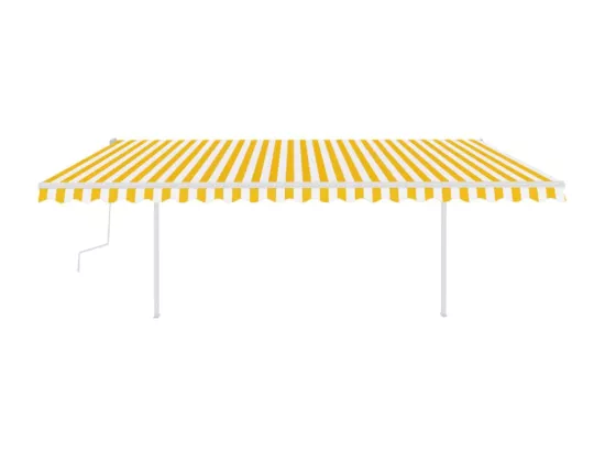 Auvent manuel rétractable avec LED 5x3 m Jaune et blanc