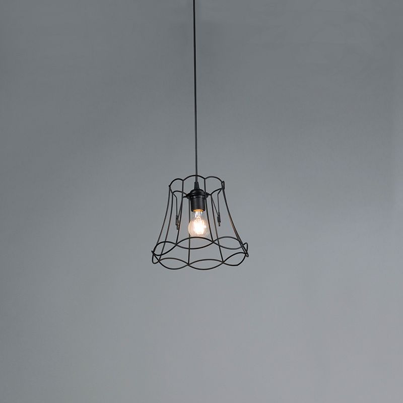 Retro hanglamp zwart 25 cm - Granny Frame