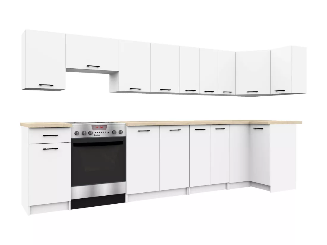 Armoires de cuisine basse AKORD S60 OLIWIA Blanc 60 cm 2 portes façade Blanche 2 étagères 60x46x85 cm