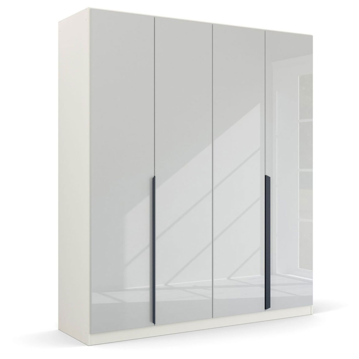 Drehtürenschrank - alpinweiß-Kristallweißglas - 4-türig - 181 cm