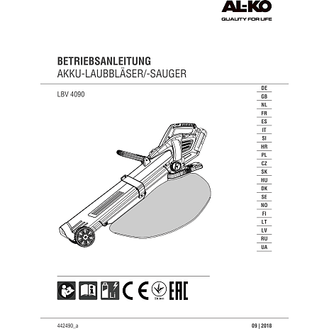 AL-KO Løvsuger/blæser LBV 4090 uden batteri og lader