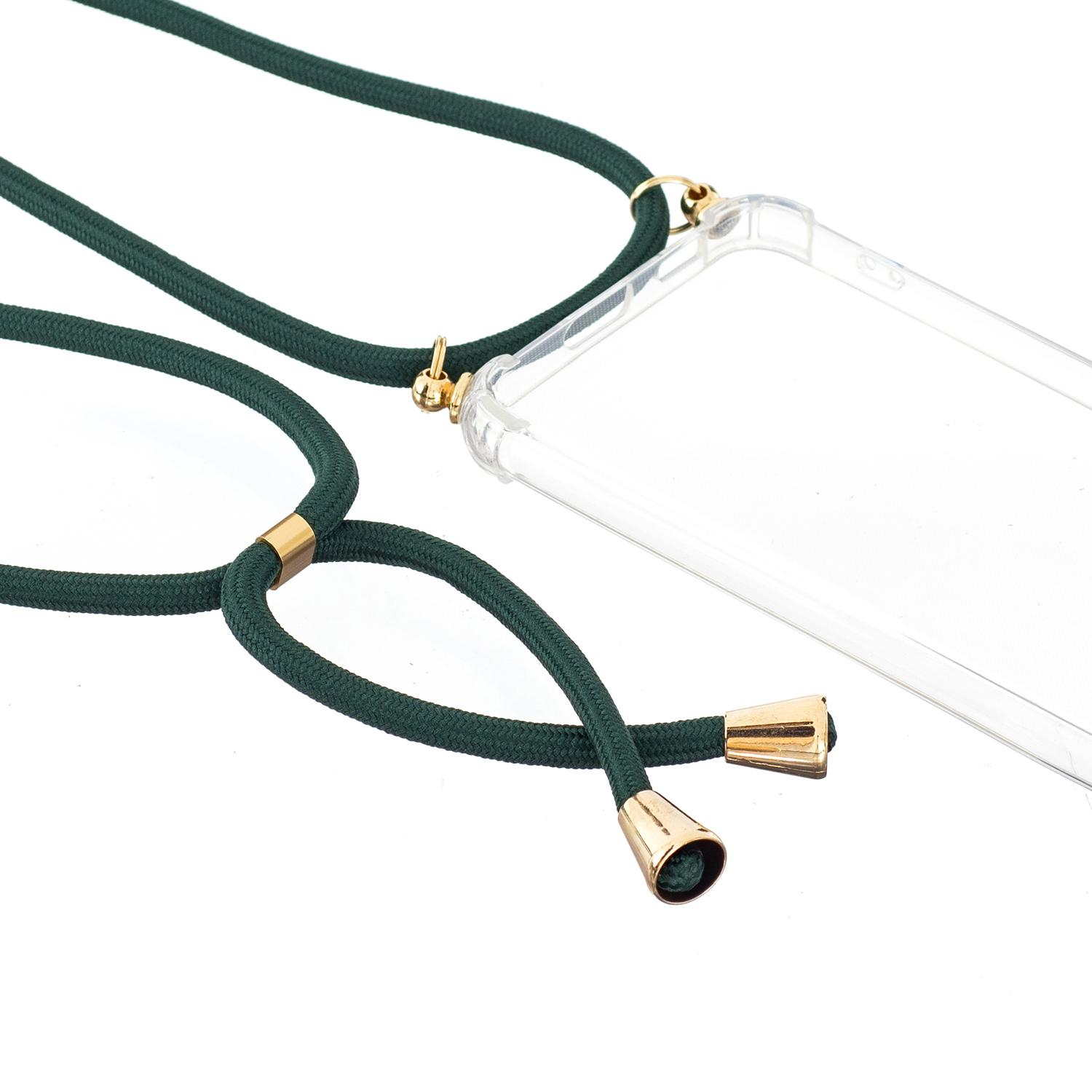 Samsung Galaxy S22 5G Necklace Gummi Hülle Air Cushion Fallschutz   Handykette (150cm) - Grün / Gold