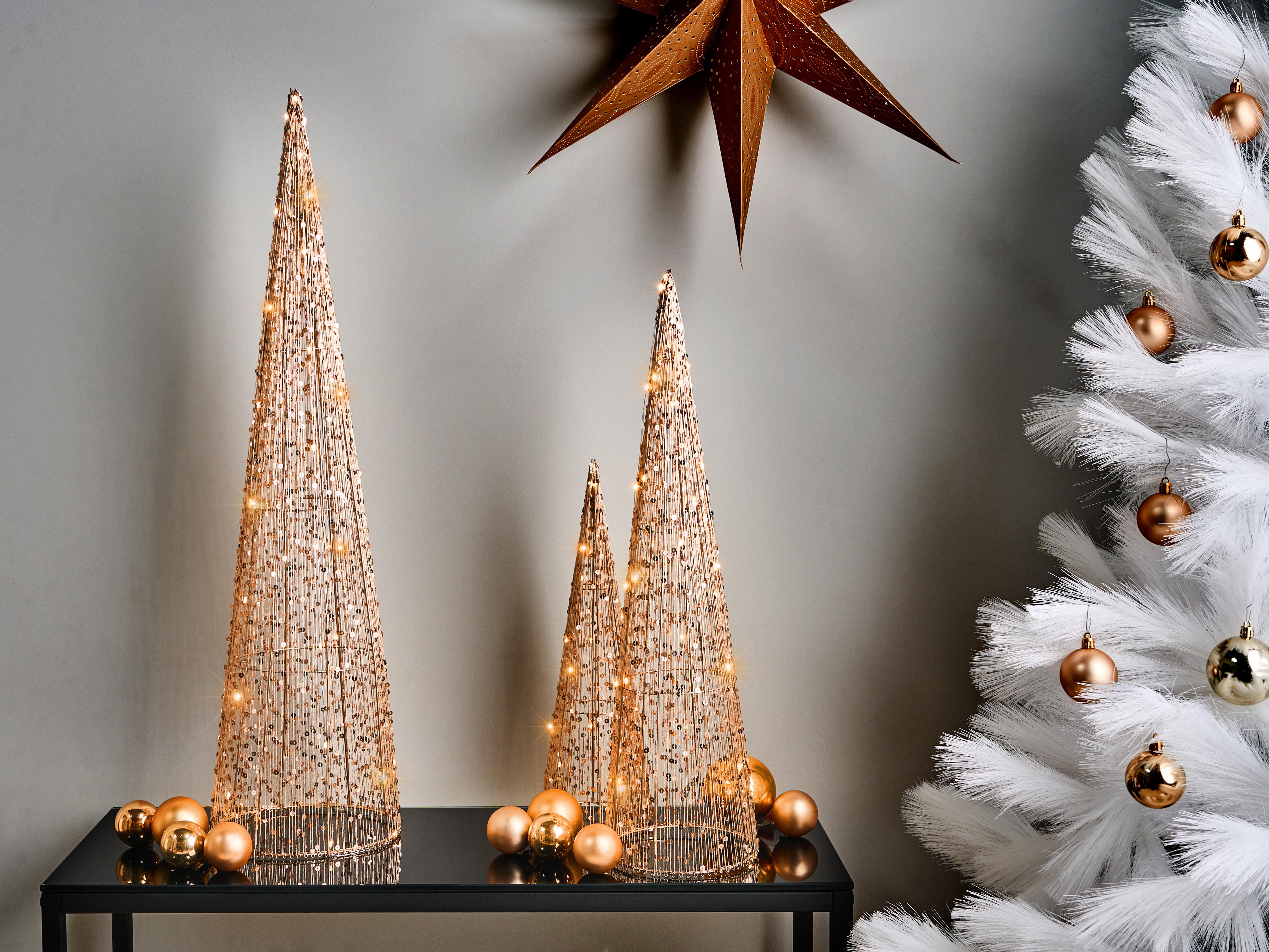 Set van 3 kerstdecoraties LED VEJLESO Kerstboom 40/60/80 cm Goud