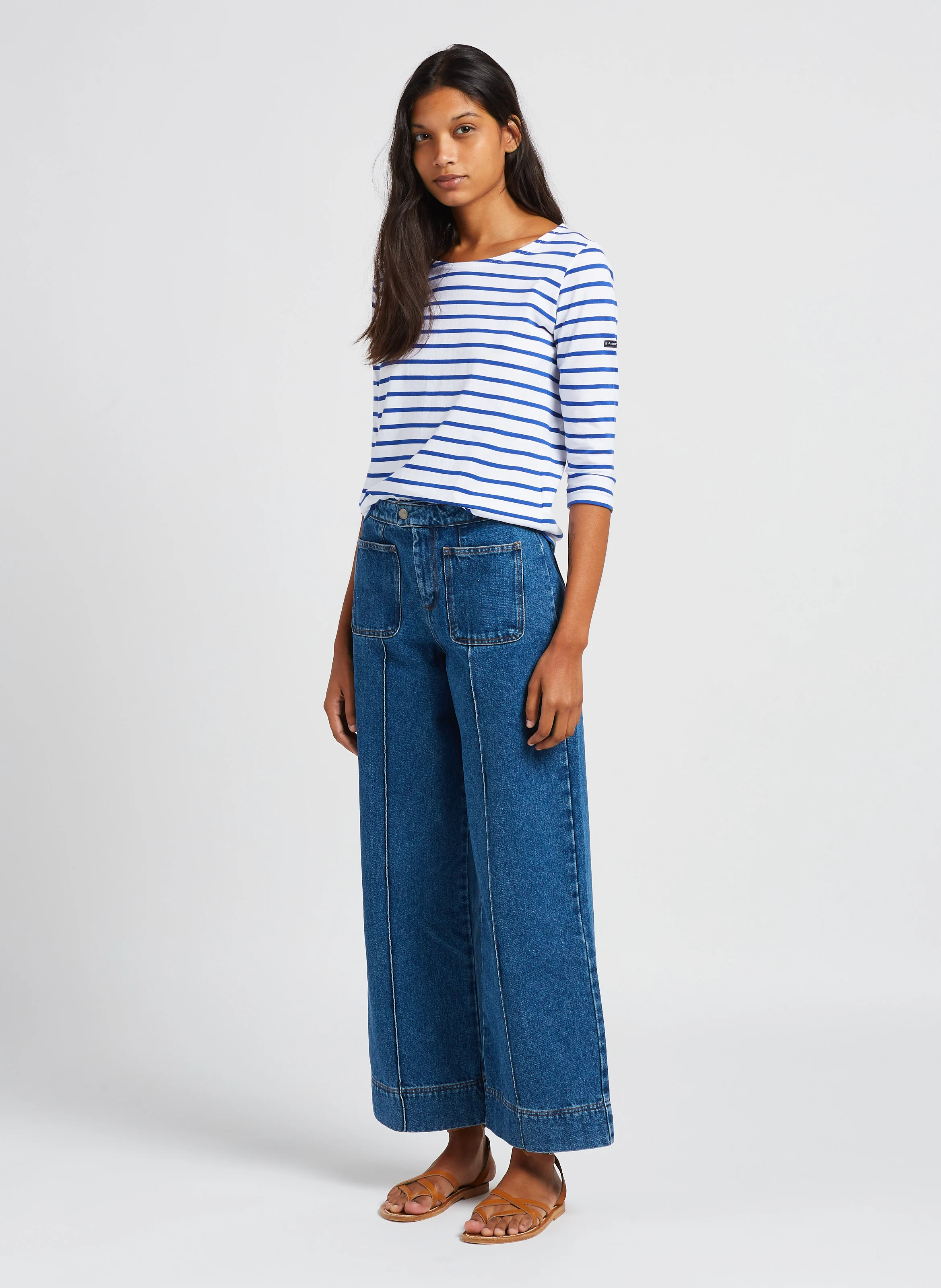 HARRY - Jean évasé et délavé en coton| Bleu