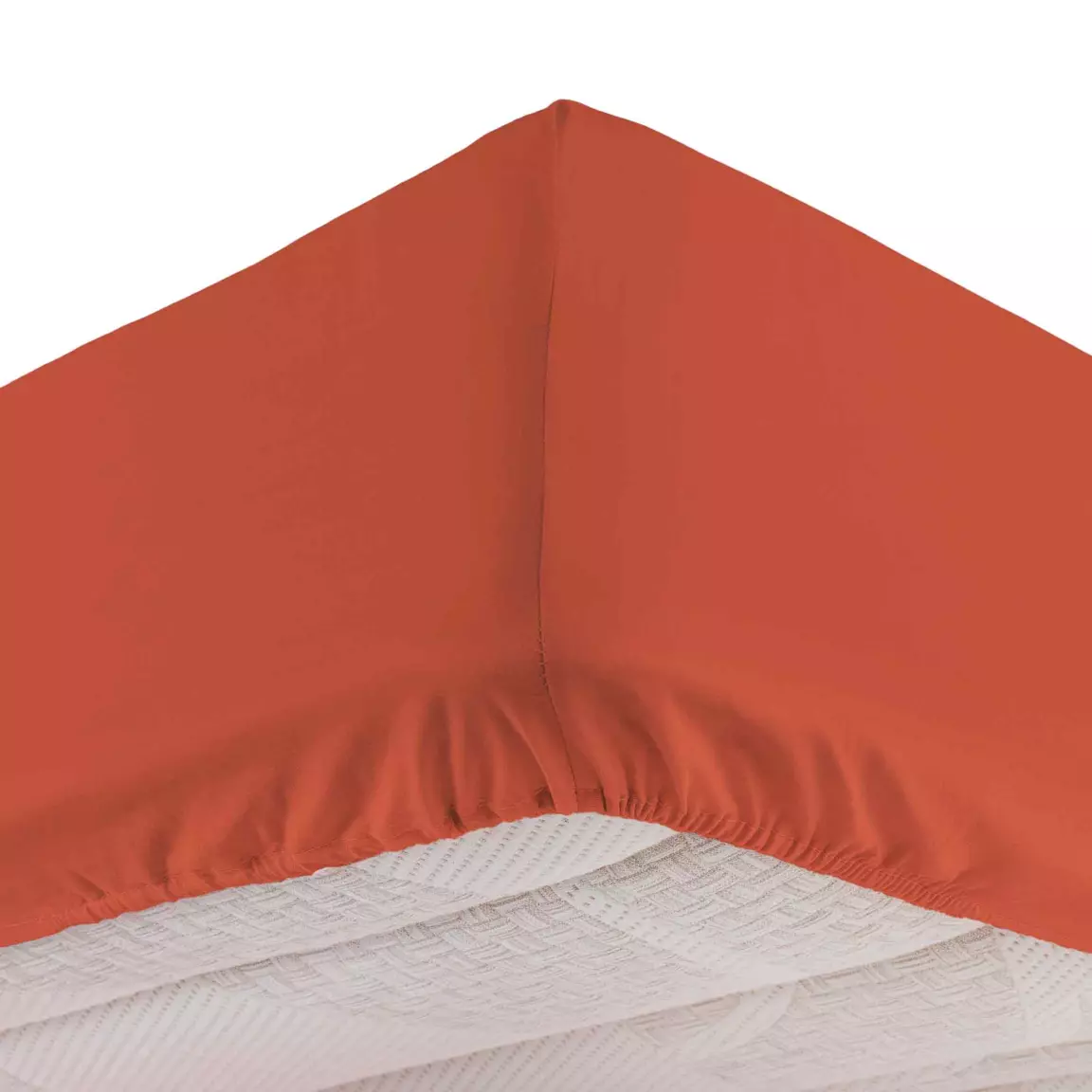 Drap housse coton lavé (160 x 200 cm) Linette Terracotta