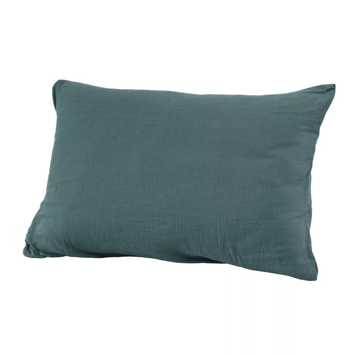 Taie d'oreiller rectangulaire gaze de coton (50 x 70 cm) Gaïa Bleu canard
