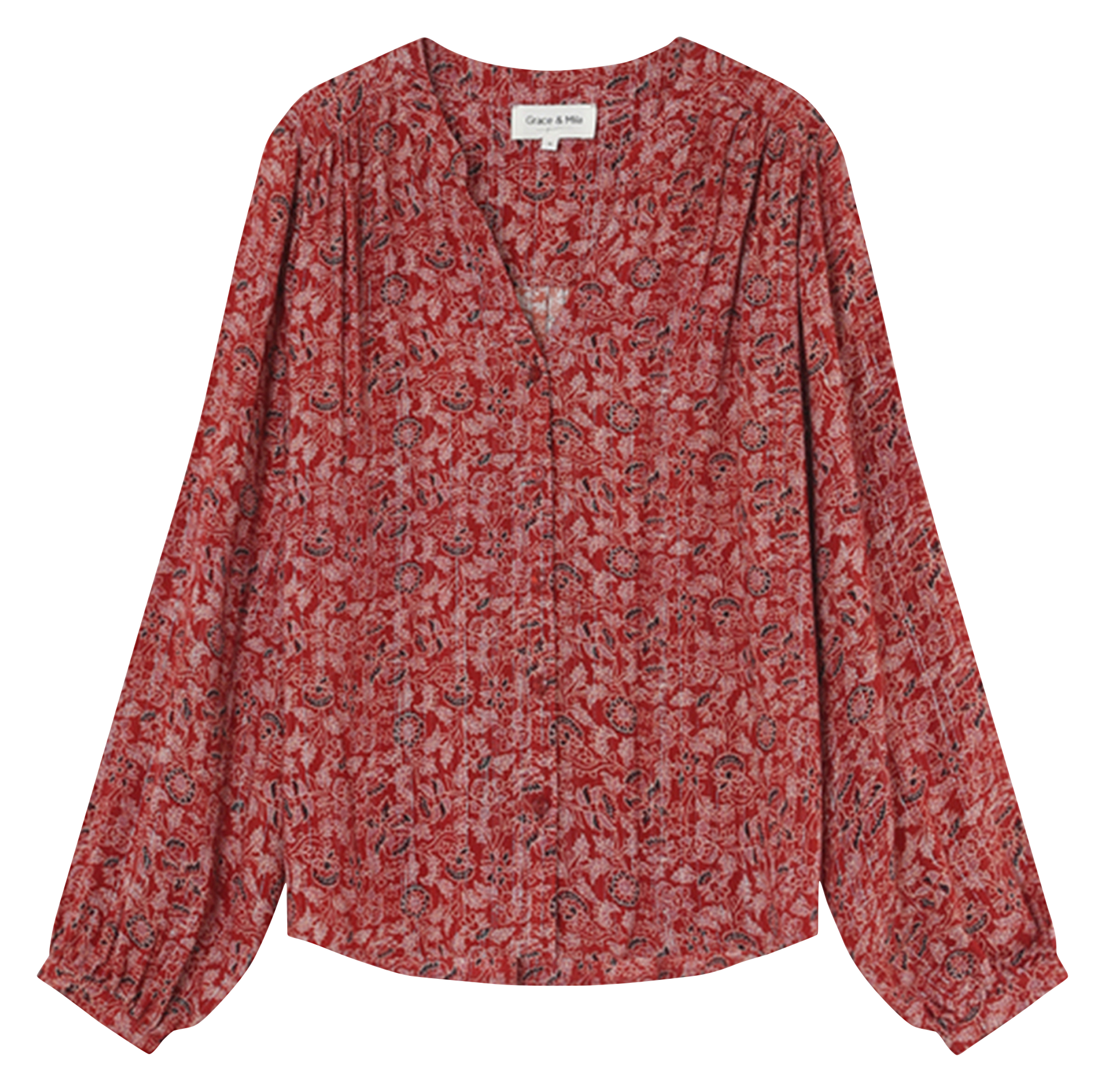 LORONA - Blouse col V imprimée| Doré