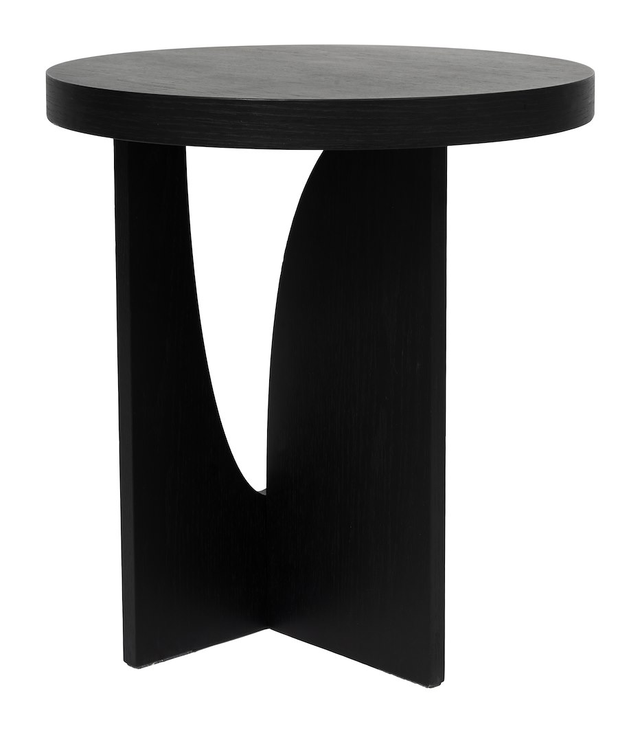 Borg småbord Ø45cm. Sortbeiset eik finer