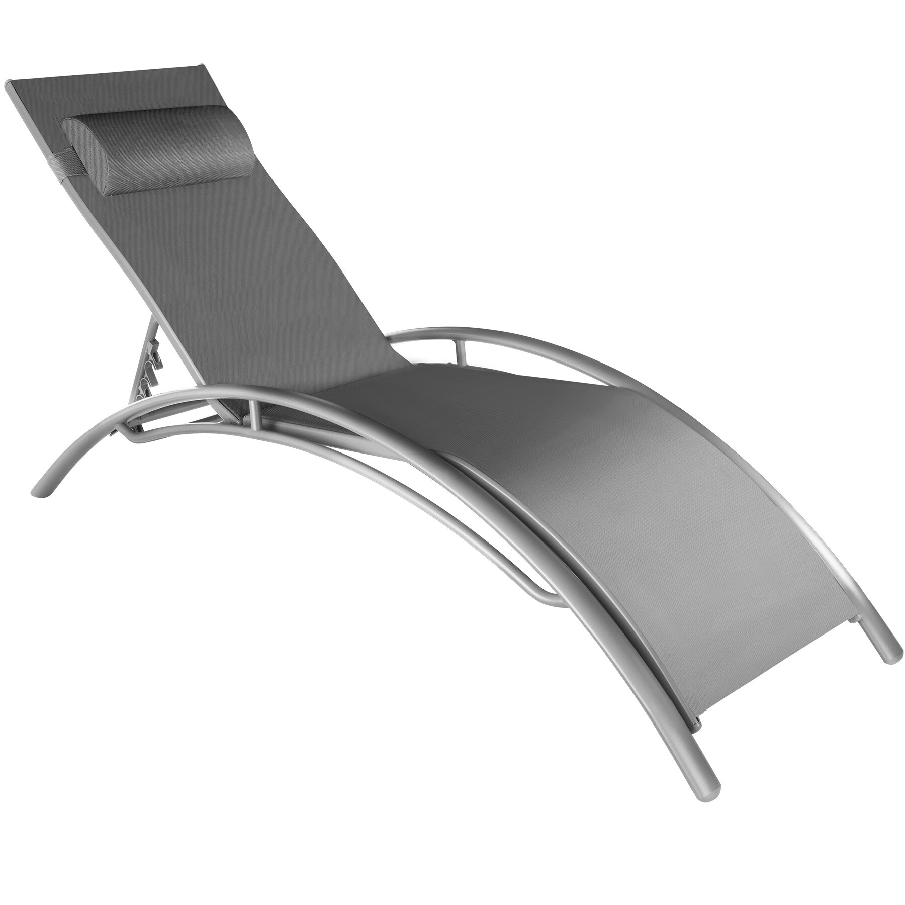 tectake® 2er Set Gartenliege, Textilene-Gewebe, 5-fach verstellbare Rückenlehne mit Kopfpolster, 180 x 59 x 50 cm