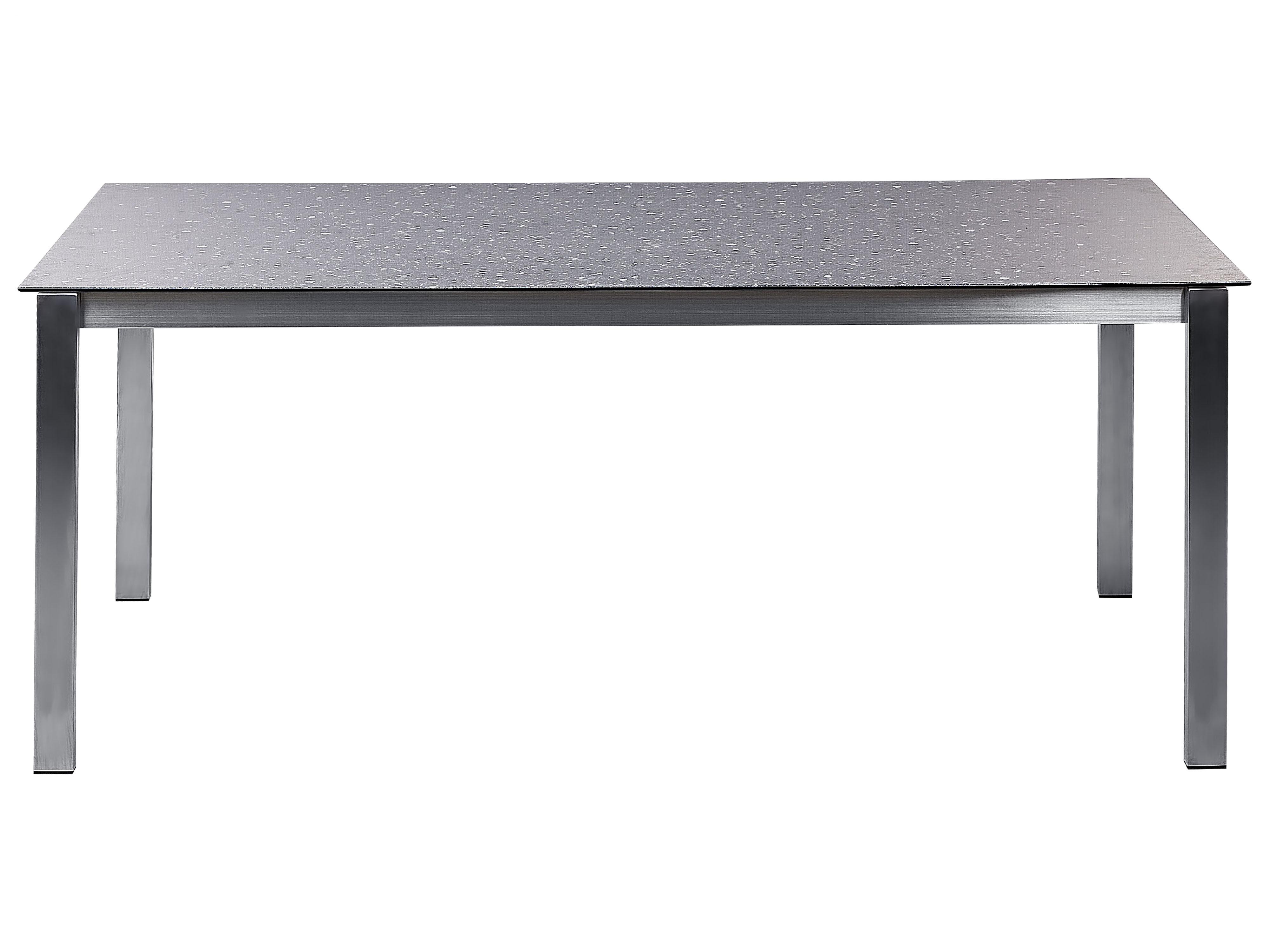 Tuinset 6-zits COSOLETO/GROSSETO Veiligheidsglas Granieteffect Zwart