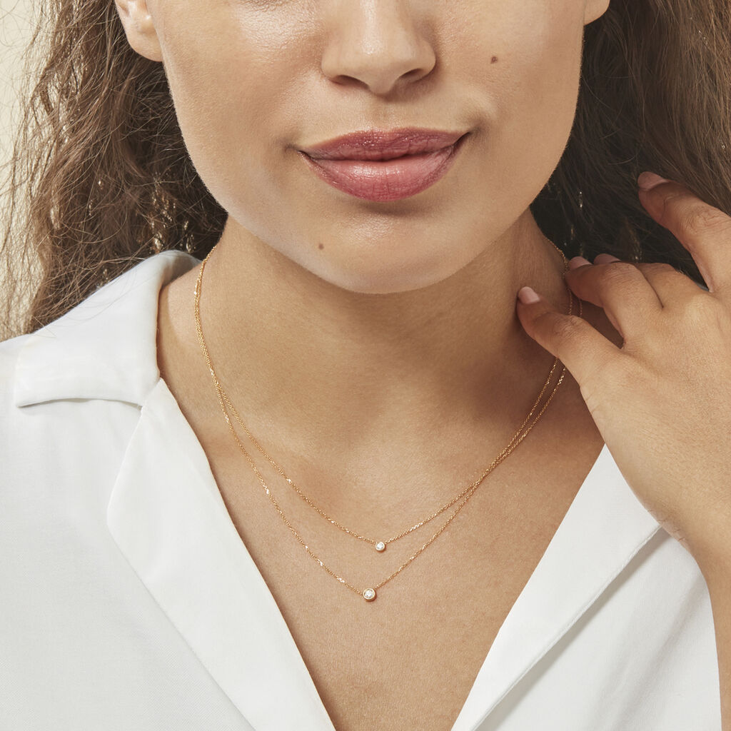 Collier Virguinia Or Jaune Oxyde De Zirconium
