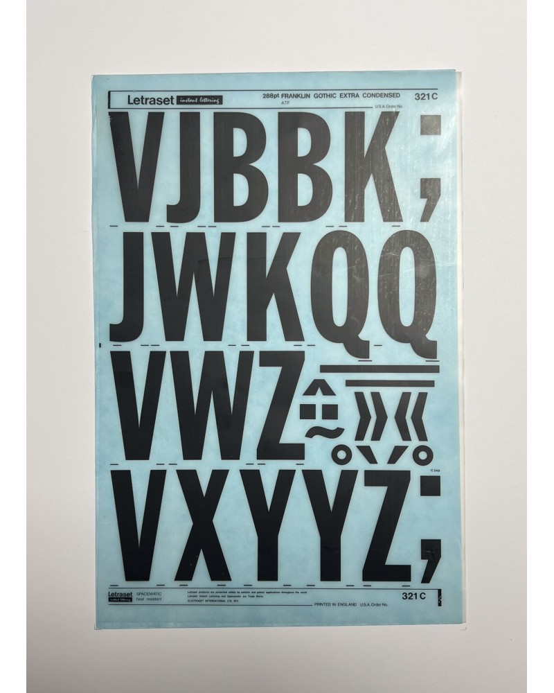 Letraset 321C - FRANKLIN GOTHIC EXTRA CONDENSED -288pt