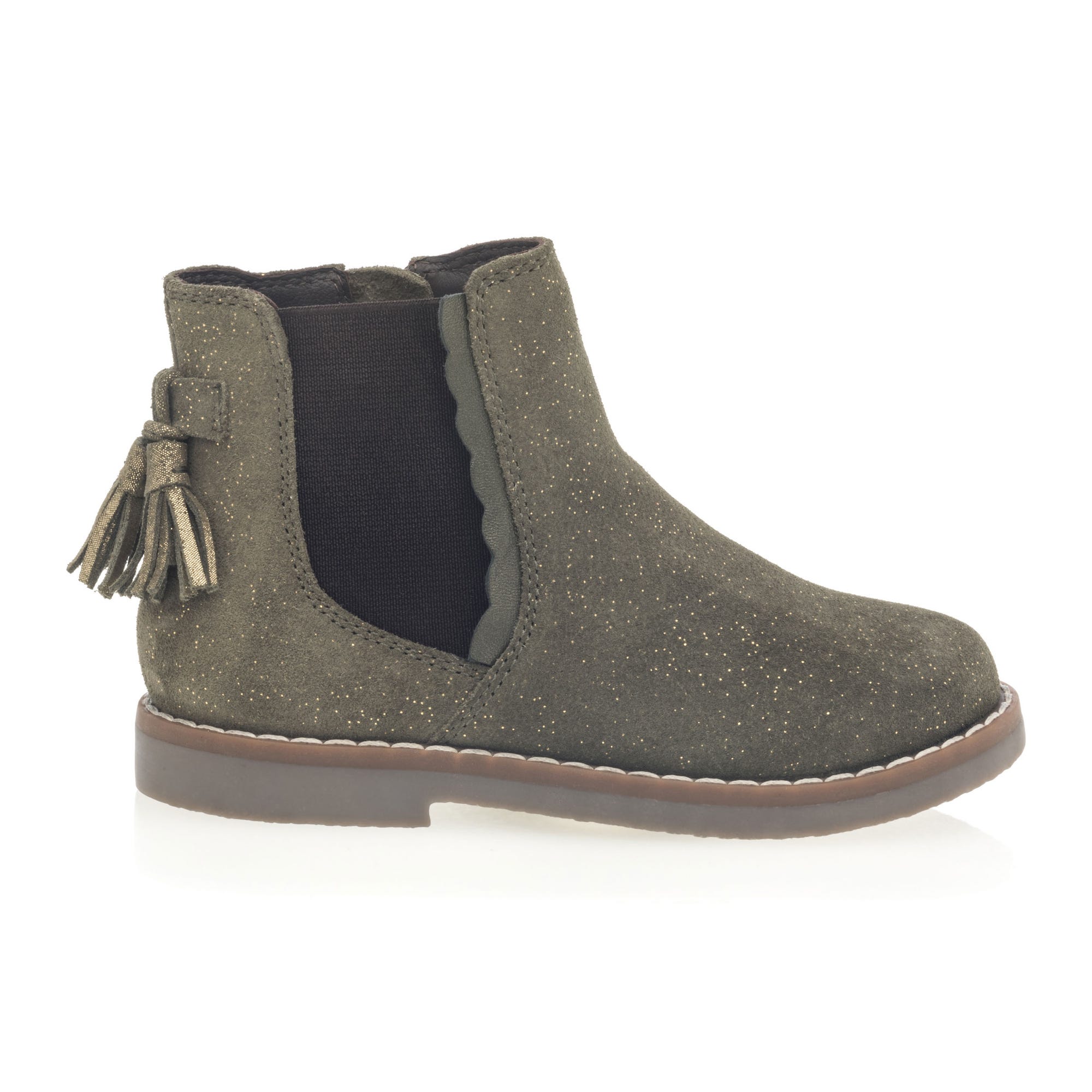 Bottines Fille en cuir kaki