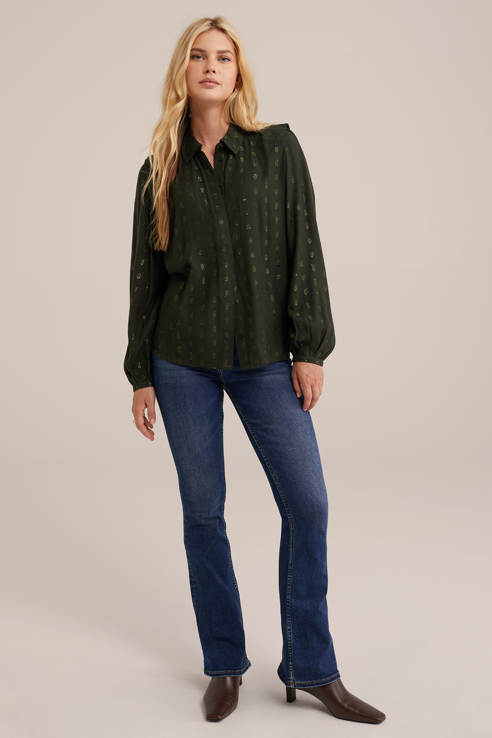 blouse met dessin WE Fashion Donkergroen